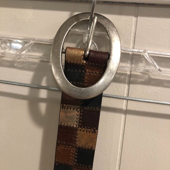Fossil: Multicolor Patchwork Belt with Silver Buckle: Women’s Size Medium - Picture 6 of 7